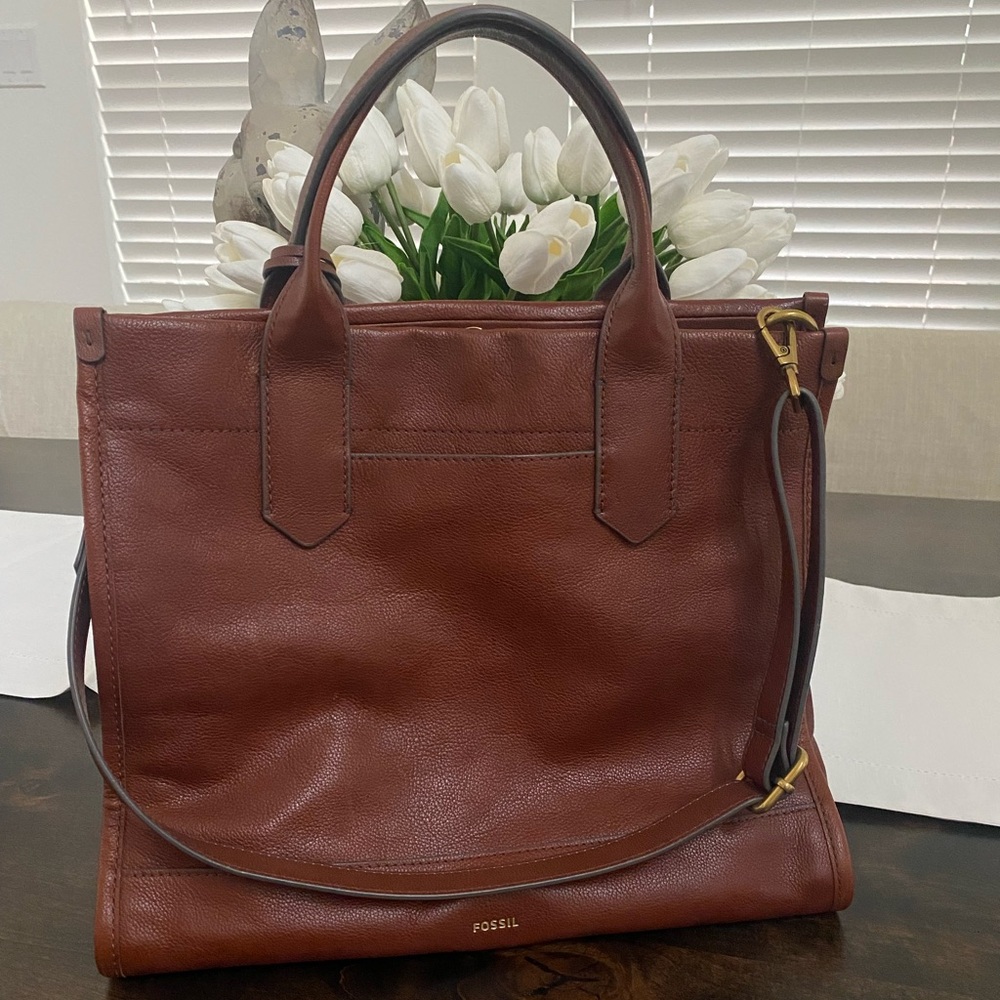 Fossil Kingston Tote in Brown Leather